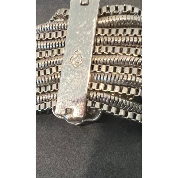 Vintage Premier Designs Silver Rhinestone Flower Chunky Statement Bracelet - Picture 7 of 7